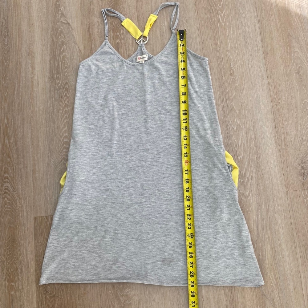 Olsenboye Gray Peace Sign Racerback Mini Dress XL Yellow Contrast Jersey Knit - Picture 7 of 8
